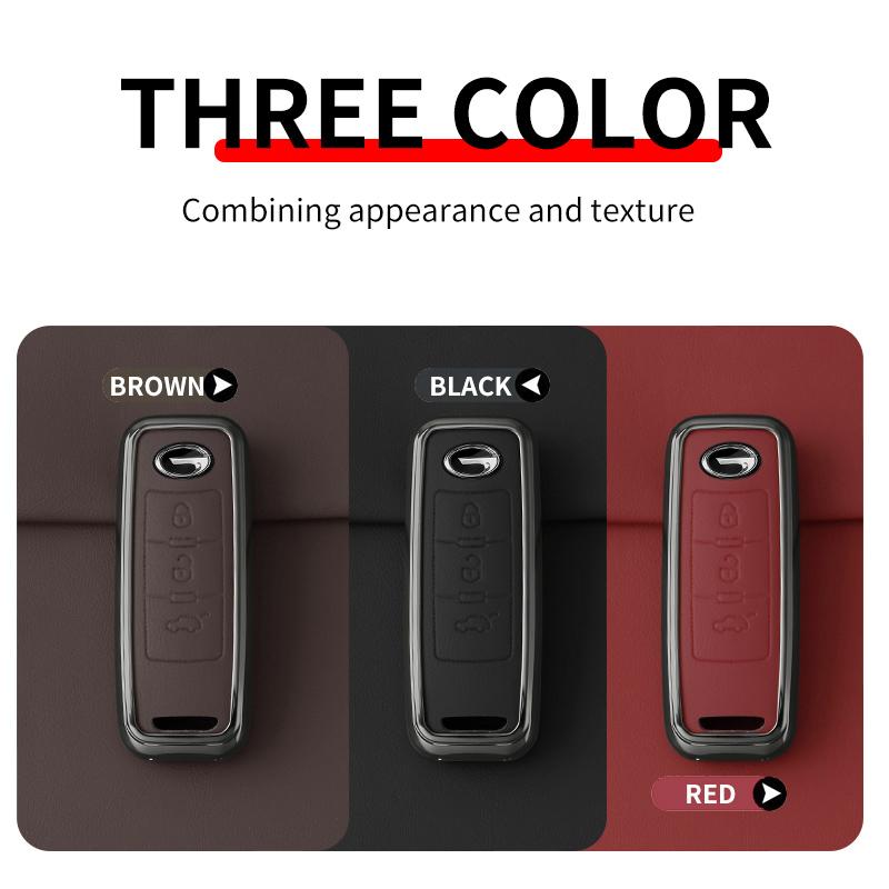 Leather Zinc Alloy Car Key Case For Gac Trumpchi Key Case Gs4 Gm8 Ga3 Ga6 Sgs7 Ga4 Gs5 Gs3 Gs8 Car Remote Key Fob Case