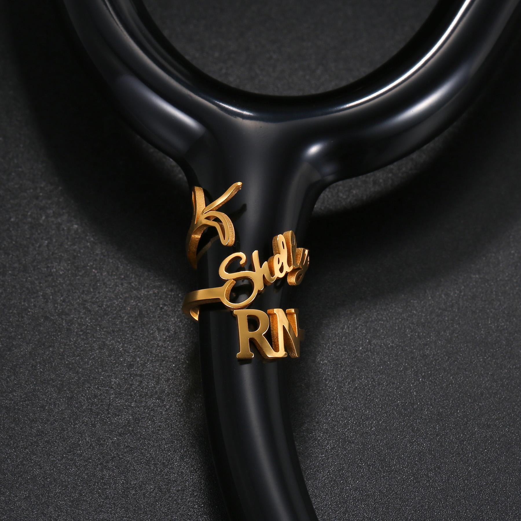 

Atoztide Custom Name ID Tag Stethoscope Ring for Women Stainless Steel Jewelry Adjustable Charms Personalized Nurse Doctor Gift adjustable&silver color