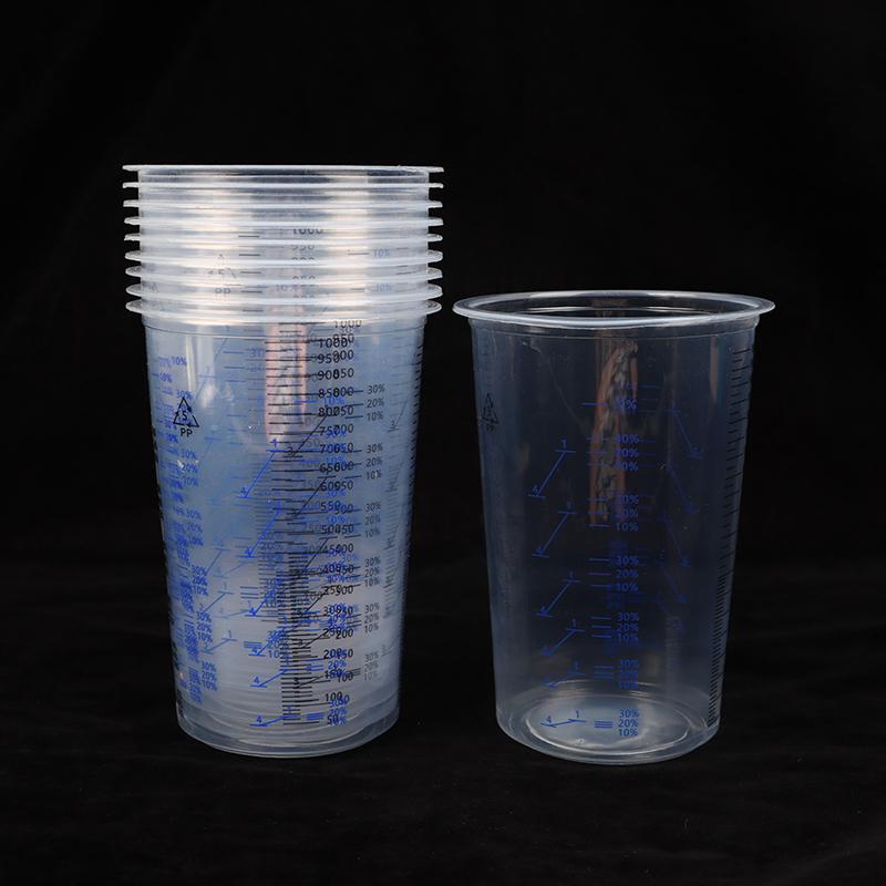 10Pcs Spray Gun Disposable Measuring Cups 1000Ml Clear Graduated Plastic Paint Mixing Cups Diy Accessories