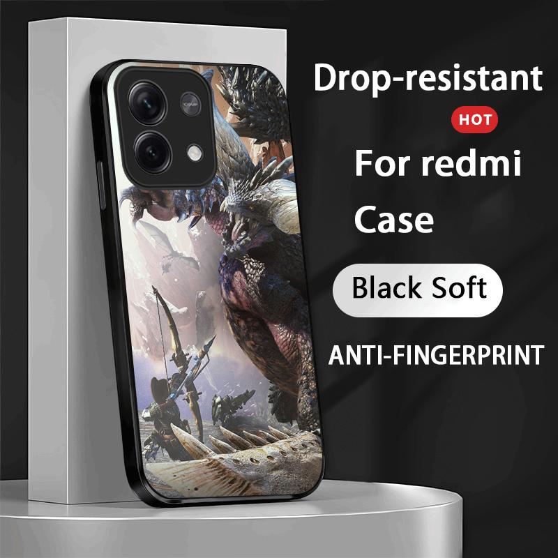 Monster Hunter Game Design Phone Case For Xiaomi Redmi Note 13,12,11, 10 Pro Plus S,  5G, 12S, Soft Black Phone Cover