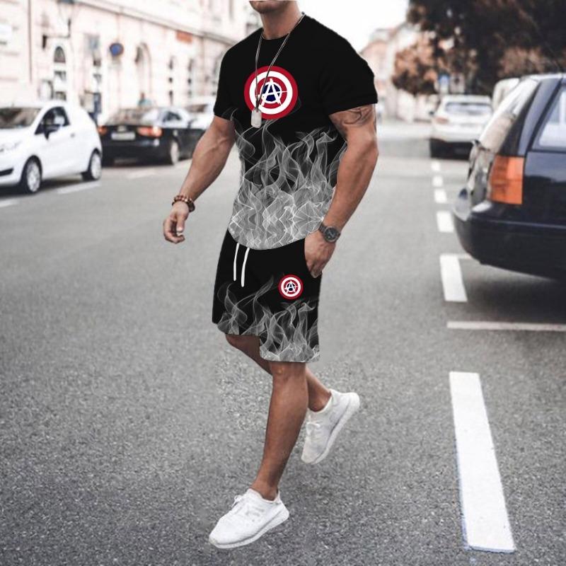 2026 Summer Men's Suit Hot Sale Large Size Casual Fashion Sportswear 3D Digital Printing Men's Short