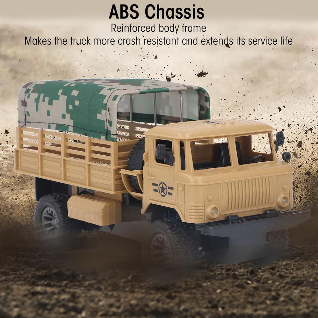 RC Military Truck 4 Channel Detachable Tent Remote Control Vehicle Military Truck with Light for Over 6 Years Old Kids