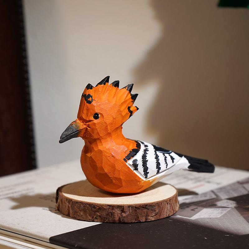 Hand Carved Wooden Bird Cute Sparrow Parrot Chickadee Animal Desktop Decor Original Wood Style