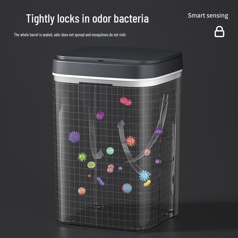 2026 Smart Induction Trash Can with Built-in Press Ring, Long Battery Life, 16L Capacity for Living Room