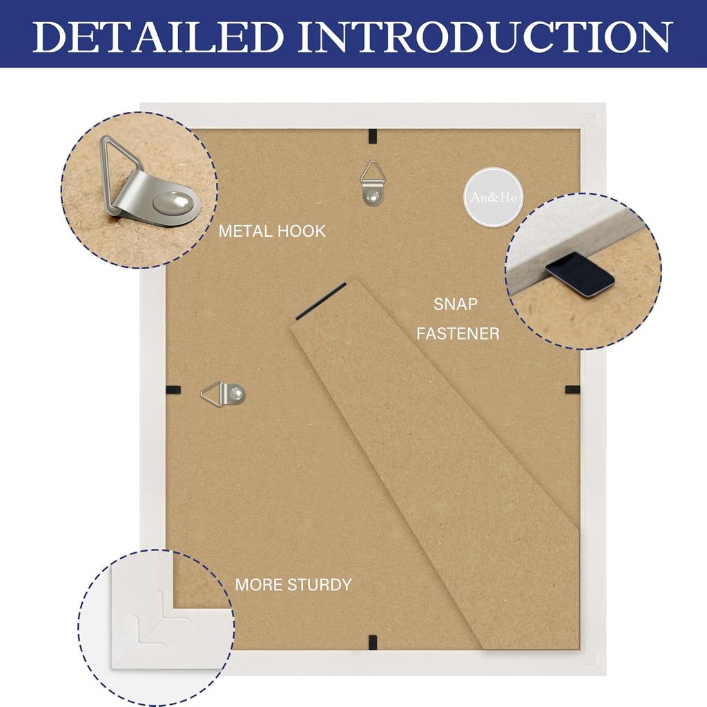An&He 8x10 Picture Frames, Rustic Vintage Photo Frame with HD Plastic Cover, for Wall Hanging or Tabletop Display, Excellent Decorative Artwork (OW)
