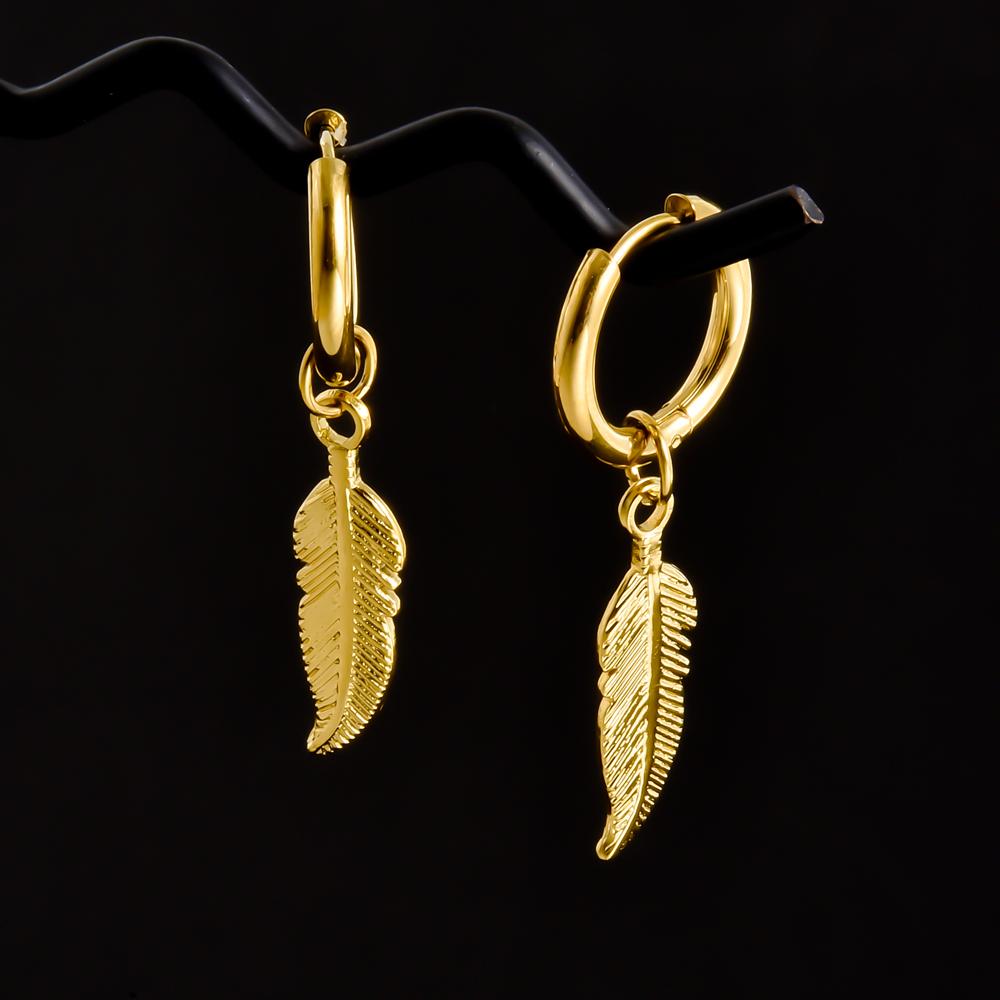 Golden Exquisite Sword Cross Star Hoops Earring Fashion Natural Shell Stainless Steel Earrings For Women Men Accessories Jewelry