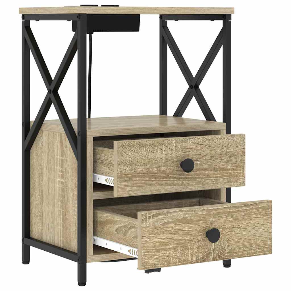 Nightstand Set 2 pcs Sonoma Oak Finish 40 x 31 x 60 cm Engineered Wood