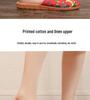 Women's Ethnic Peony Print Linen Half Slippers - Large Size