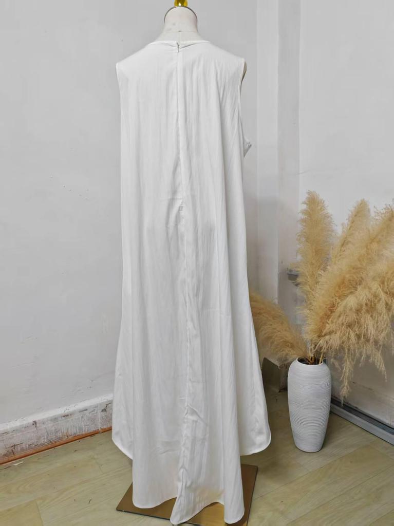 2026 Summer Women's Solid Color Sleeveless Loose Casual Dress with Irregular Hem