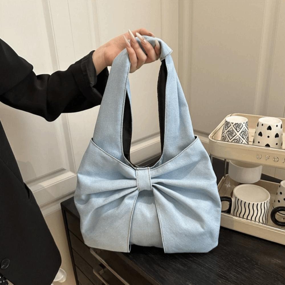 Designer Bow Shoulder Bag Casual Women's Tote bag Ins Bow Denim Bag Ladies