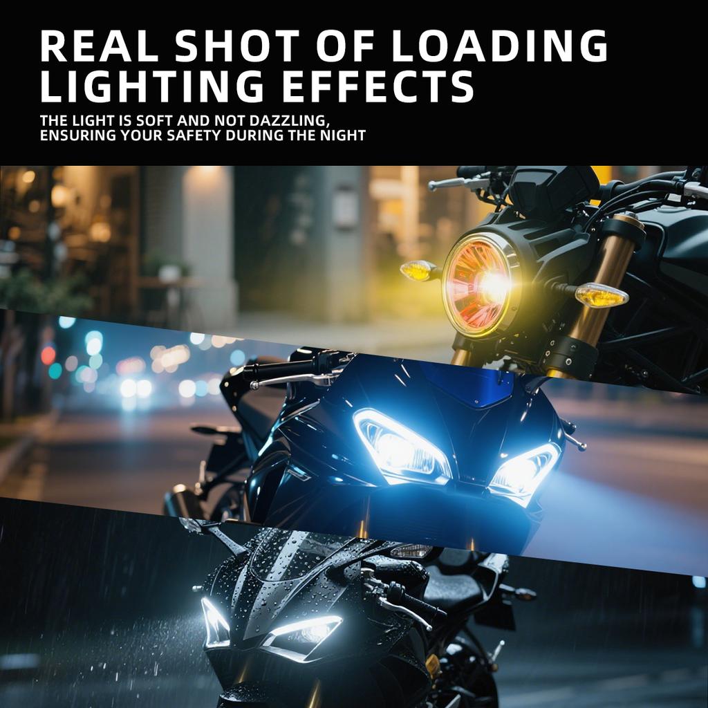 H4 BA20D P15D LED Bulbs Motorcycle Headlight Hi/Lo Beam Light Dual Color Spotlight 3570 Chip Motorcycle Auxiliary Accessories