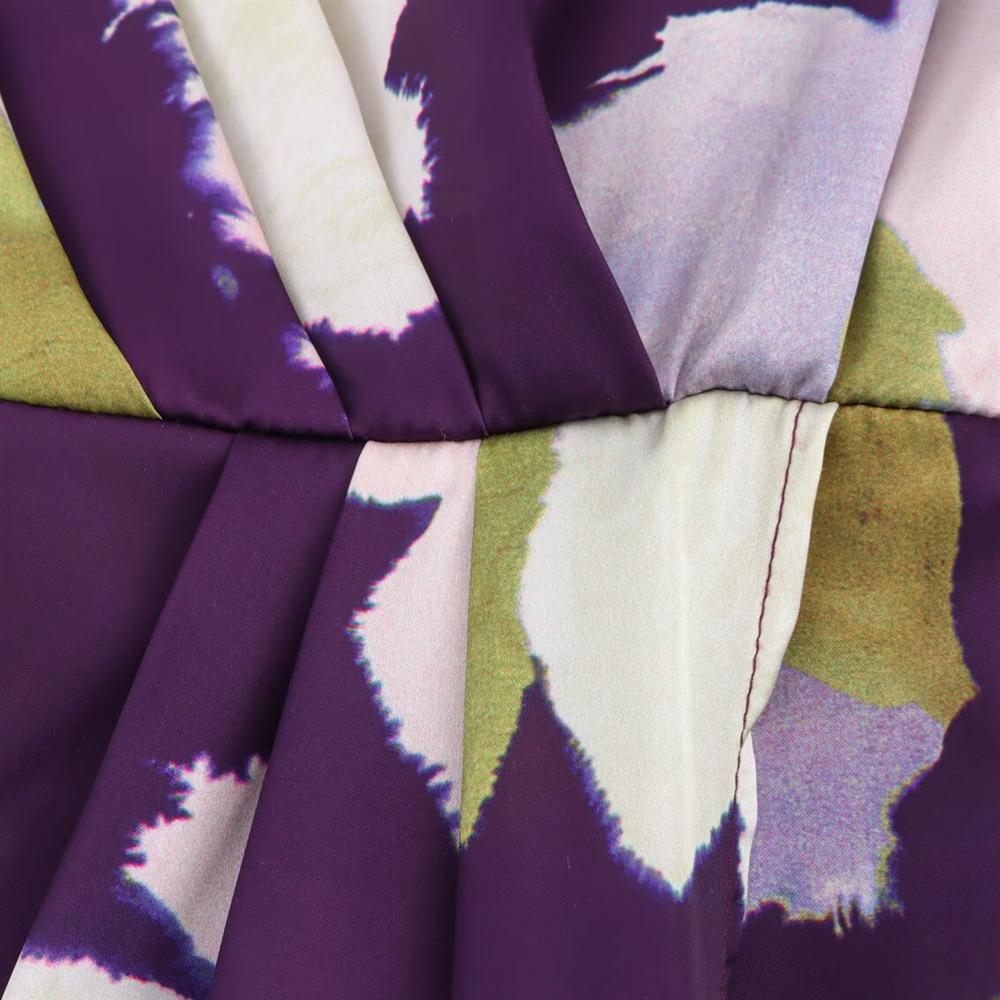 2025 Spring/Summer Women's Slim Silk Satin Print Midi Dress