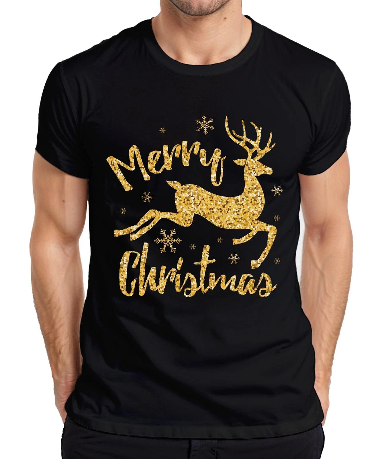 Merry Christmas Reindeer Glitter Effect - Christmas Xmas Gift Xmas- 4XL