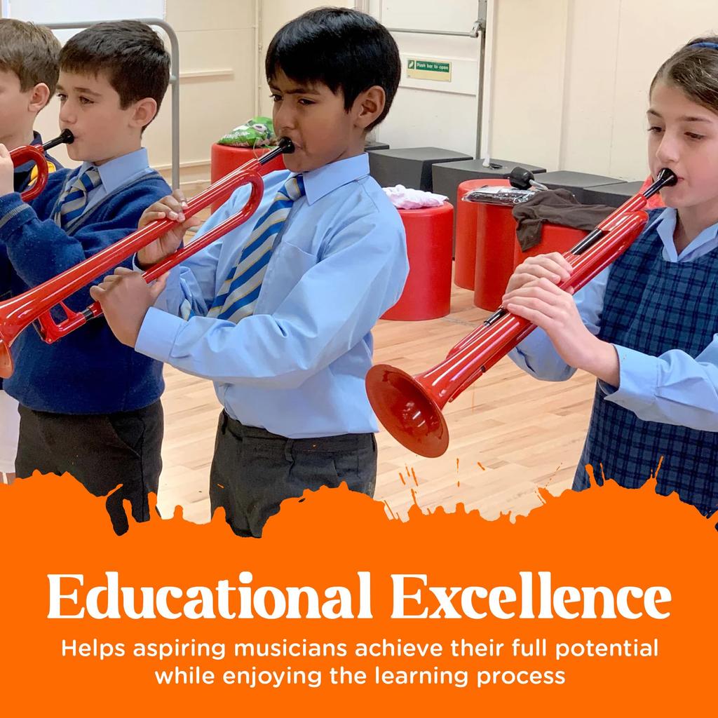 pInstruments Plastic Wind Instrument Bb Bugle pBugle Lightweight & Highly Durable ABS Biocoat Antibacterial PBUG1R Red (Mouthpiece Included) []