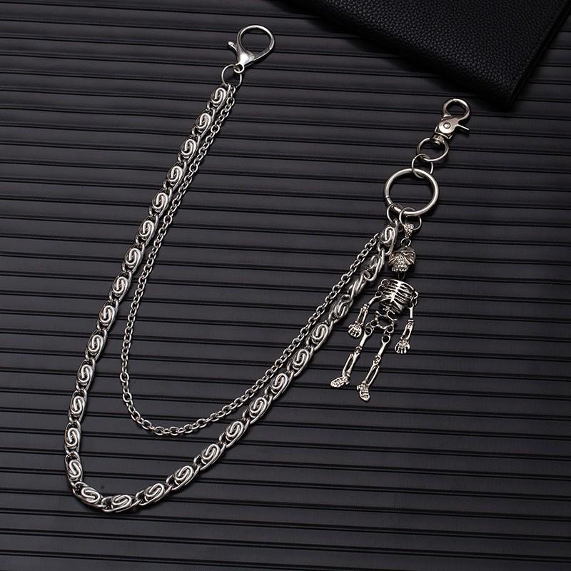 Tide Cool Style Punk Pants Chain Pendant Gun Black Double Layer Personality Chain Waist Chain Fashion Trend Hip Hop Pants Accessories