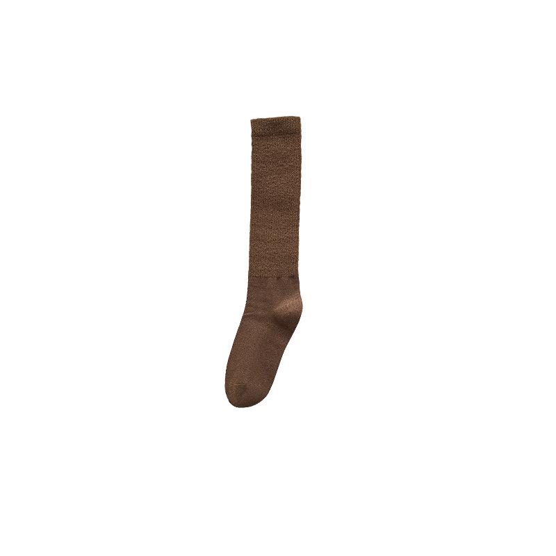 Female Spring and Autumn Micro Pressure Thin Leg Solid Color Preppy Long Leg Socks