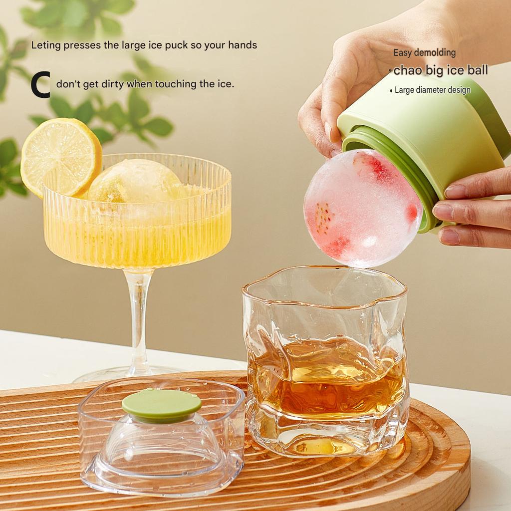 Lebensmittelechte Große Eisballform, Verbessertes Versiegeltes Whiskey-Gefrier-Rundes Eiswürfelform, 2-Kammer-Silikon-Eisbereiter für Whiskey-Cocktails