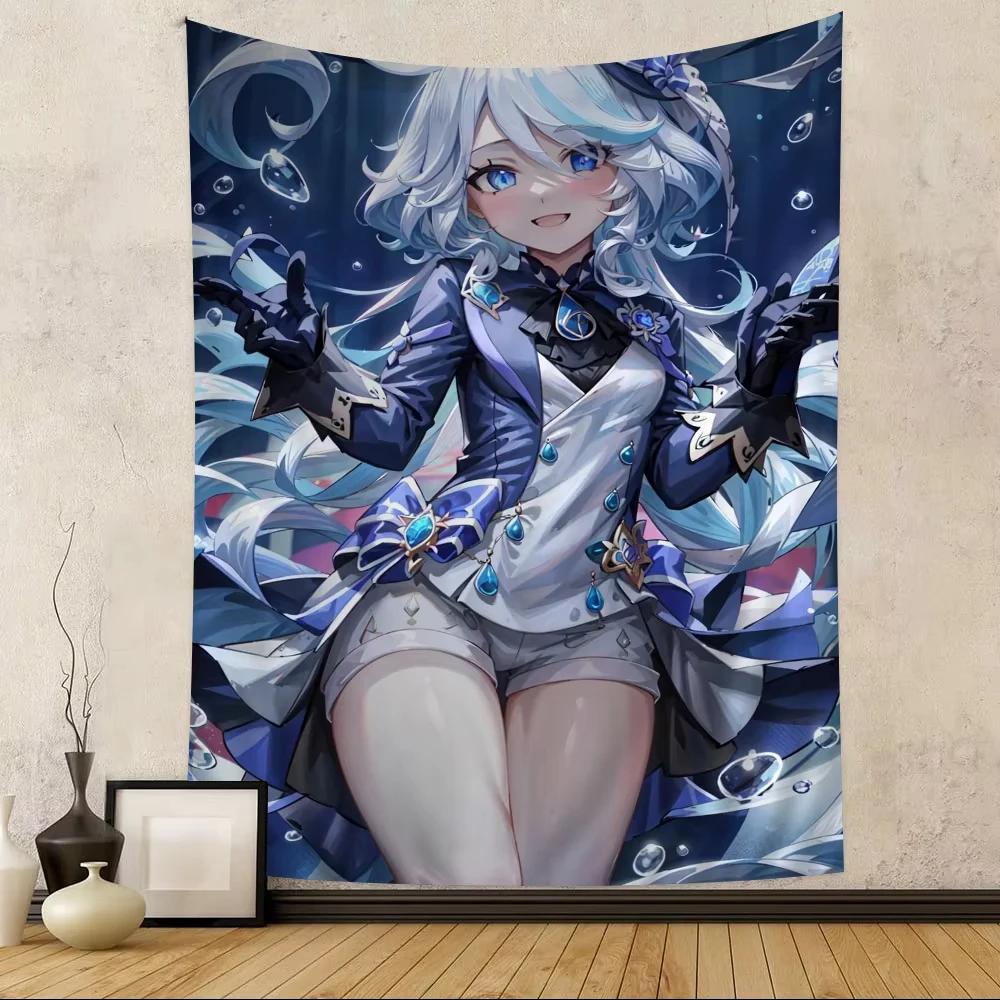 Furina G-Genshin I-Impact Tapestry Wall Hanging Cheap Hippie Wall Hanging Bohemian Wall Tapestries Mandala Wall Hanging Sheets