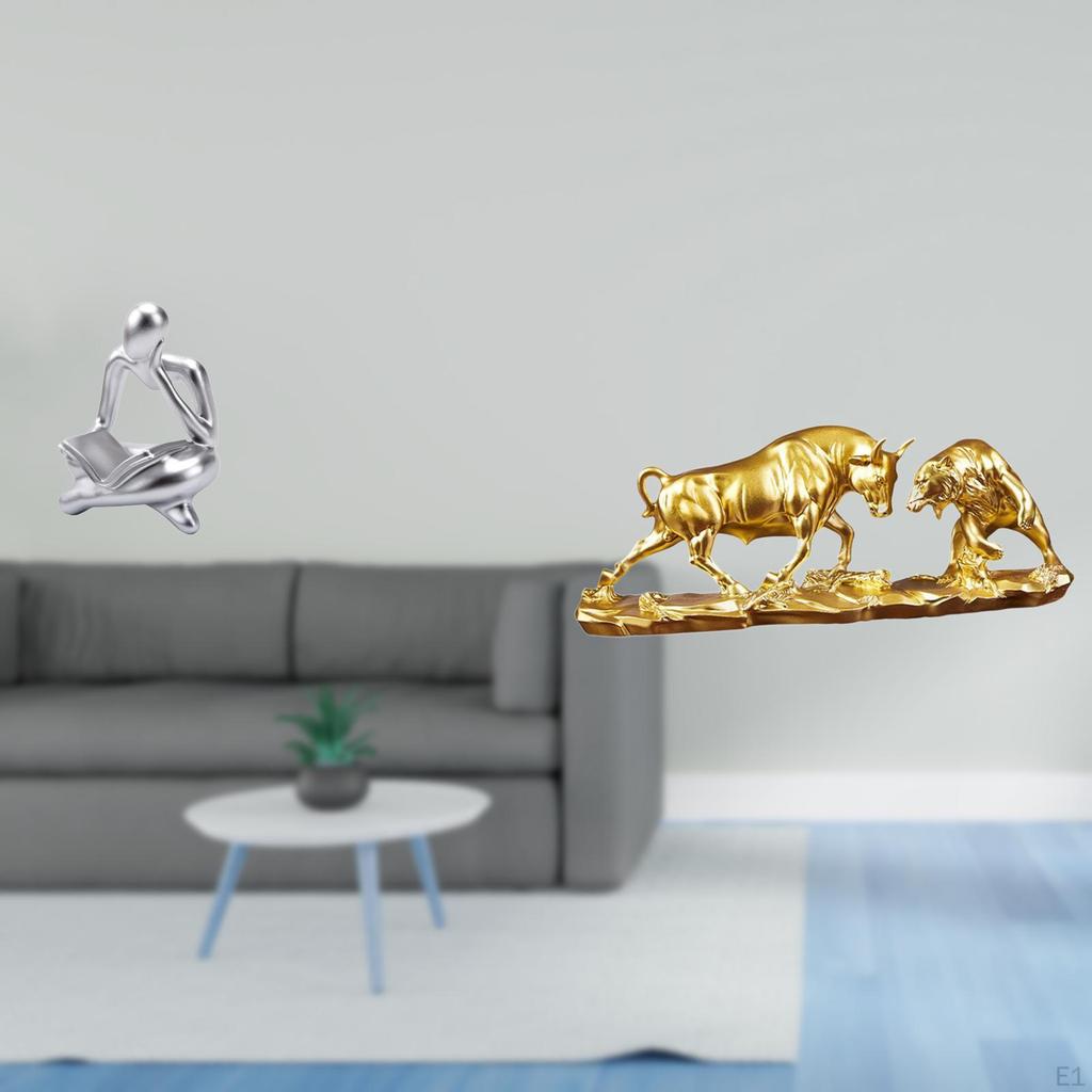 Abstract Thinker Statue Modern Artwork Chinese Cattle Sculpture for Tabletop Living Room Shelf