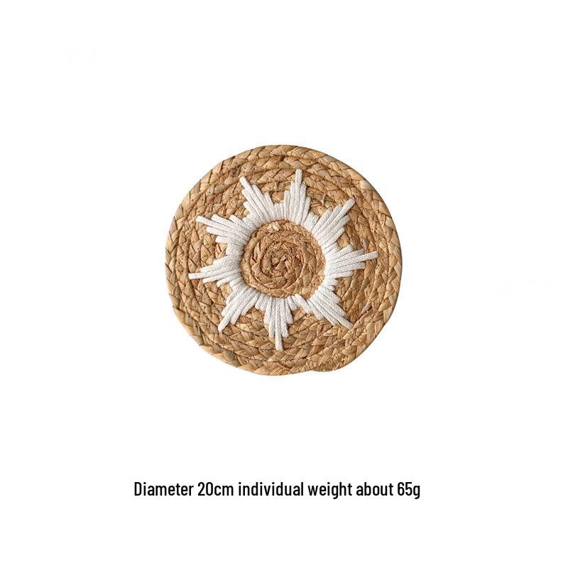 Bohemian Round Woven Straw Wall Decor for Bedroom or Dining Room