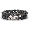Retro Fatima Hand Bracelet Set Men 8mm Volcanic Rock Tiger Eyes Sodalite Stone Energy Healing Braslet Gourmette Homme Pulseria