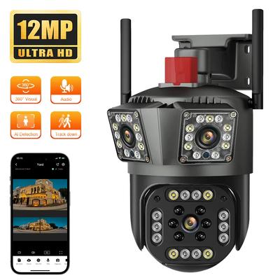 2025 Nowa Kamera IP PTZ WiFi 6K 12MP Trzy Ekrany Ochrona Bezpieczeństwa Wykrywanie Ruchu Wykrywanie Człowieka Zewnętrzna IP CCTV Nadzór Inteligentny Dom