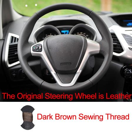 Hand Sewing Car Steering Wheel Cover For Ford Fiesta 2008-2016 2017 Ecosport 2014- 2015 2016 2017 Braid on the Steering wheel