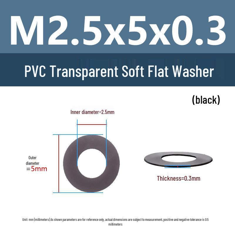 Yigu Black PVC Insulating Waterproof Flat Washer (M2-M10, M4-M5)
