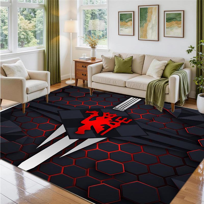 Manchester United FC Design Crystal Velvet Rug Soft Decorative Mat for Bedroom Entrance