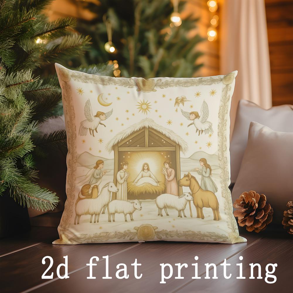 Christmas-themed Cushion Covers with Whimsical Prints Pattern Cushion Cover Suitable for Sofa Bedroom Car Pillow Cover
