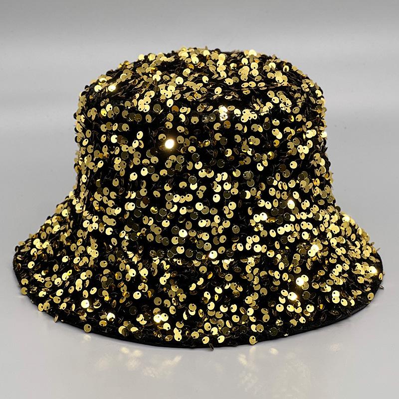 Sequined Bucket Hat Men and Women European and American Fashion Joint Versatile Casual Basin Hat Sun Hat Sun Protection Big Brim Jackson