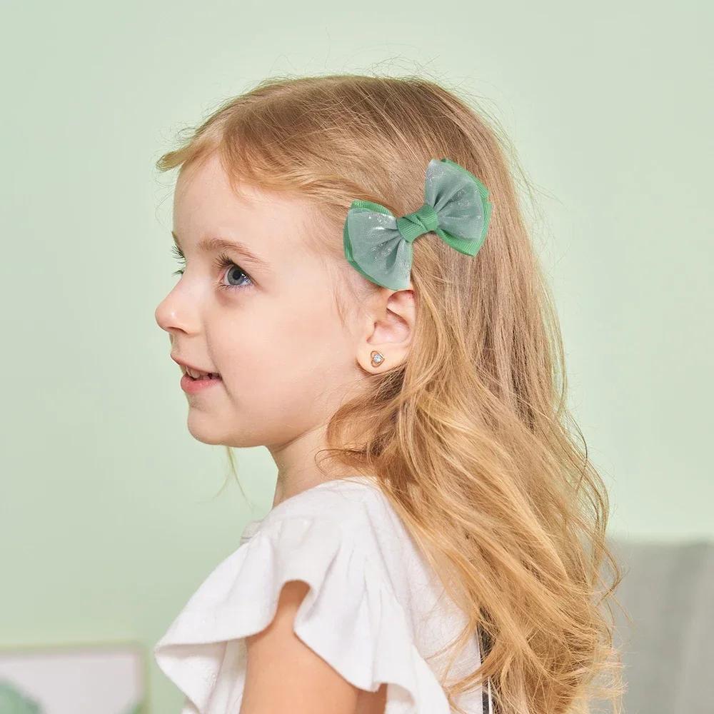 2PCS/set 2.7inch Boutique Embroidery Bowknot Hair Clips for Women Girls Princess Mesh Bows Hairgripes Headwear Hair Accessories