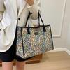 Large capacity fresh floral canvas tote bag 2025 new trendy fashion versatile shoulder bag shopping tote bag
