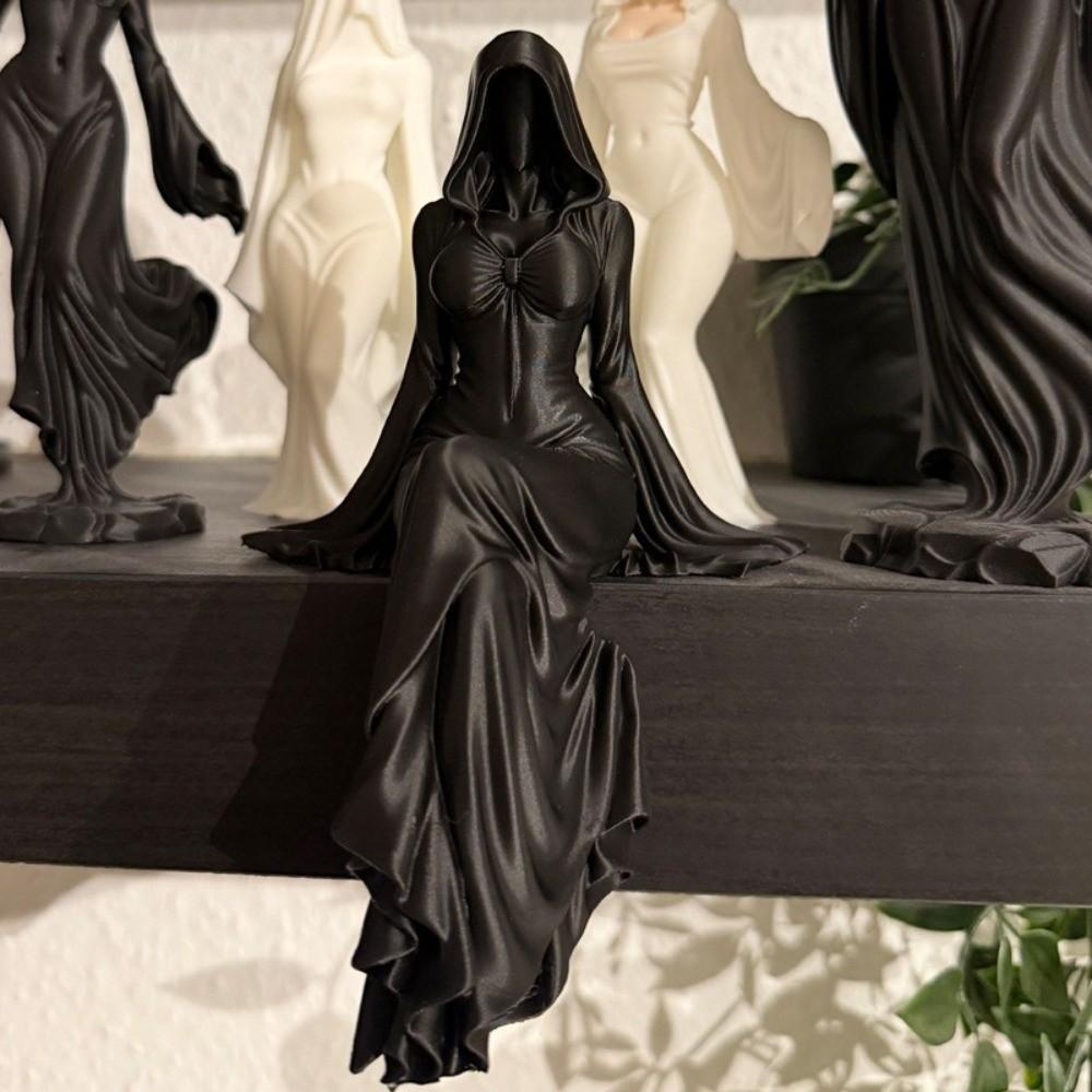 3D Printed Sitting Pose Lady Sculpture Handmade Female Tabletop Ornament Bookshelf Decor