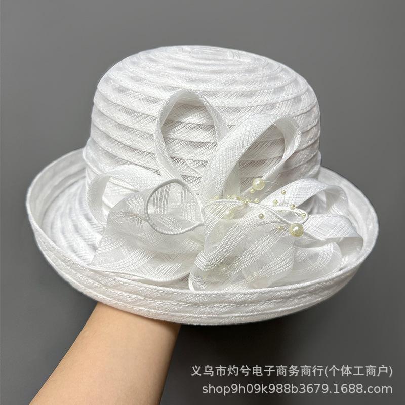 Flower Curled Edge Basin Hat Women Summer Face Cover Sun Protection Fashionable Elegant Sun Hat Casual Bucket Hat Casual Versatile