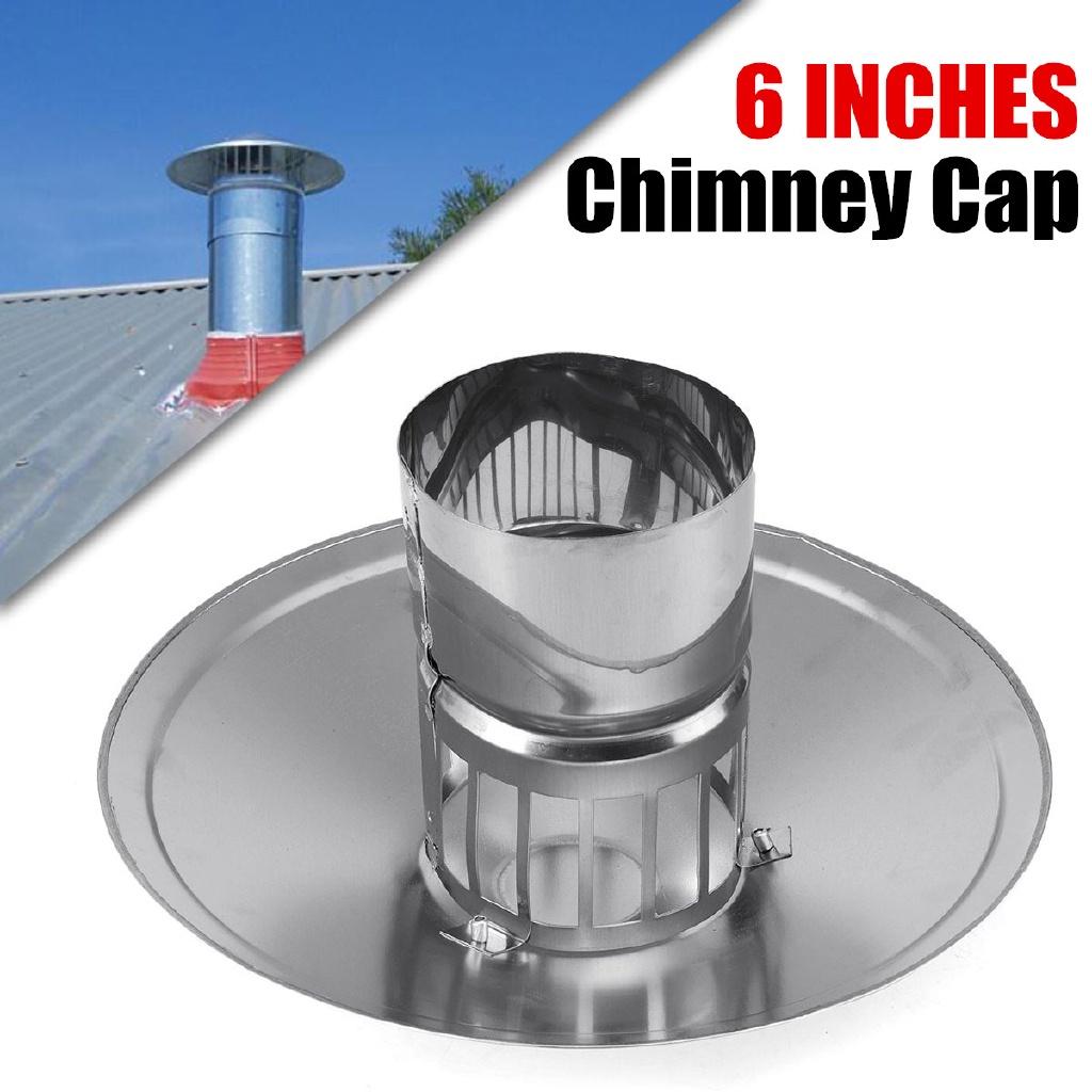 6 Inch Stove Pipe Chimney Cap Silver Durable Chimney Cap for Hood Pipes Roof Chimneys