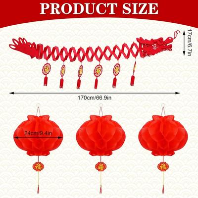 Dekorace Draka na Čínský Nový Rok Jarní Festival s Papírovými Lucernami Dekorace pro Lunární Lucernovou Párty Restaurace Potřeby