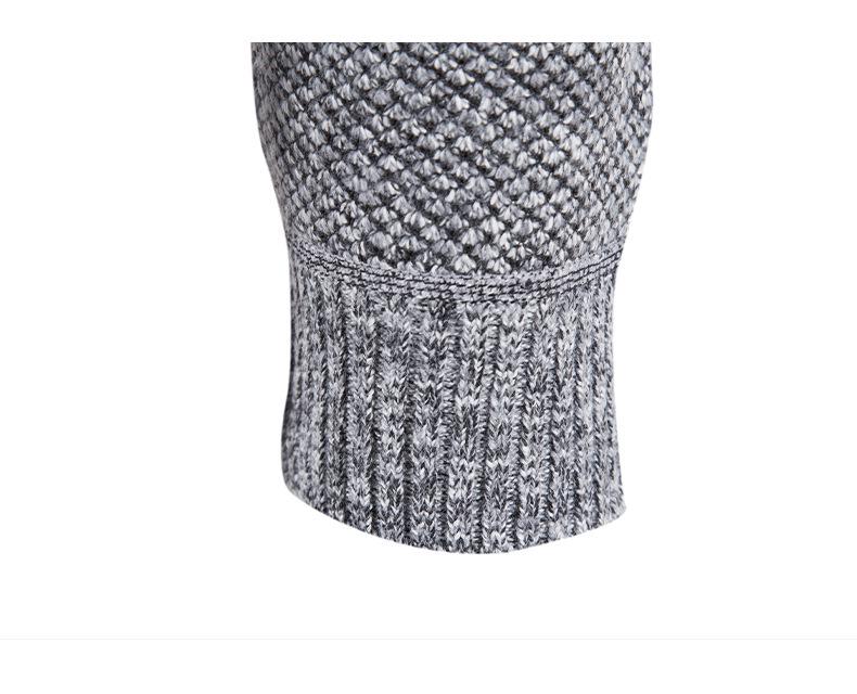 Men's Autumn & Winter Hong Kong Style Knitted Cardigan: Stand-Up Collar, Loose Fit, Fleece-Lined, Thick Woolen Sweater.