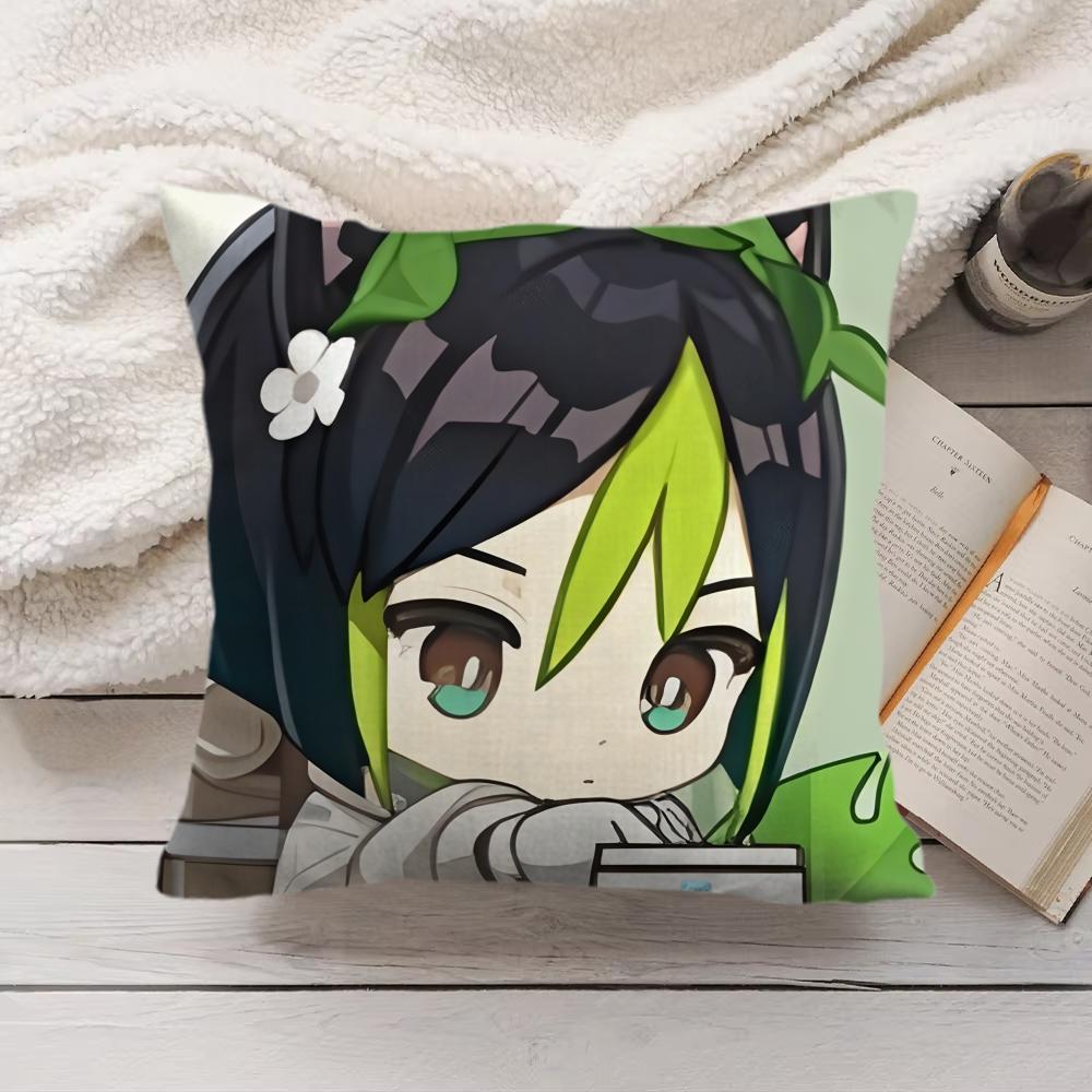 Tighnari Cute Genshin Impact Cushion Cover Silky Short Plush Invisible Zipper Dustproof Sofa Pillow Case For Home Decor