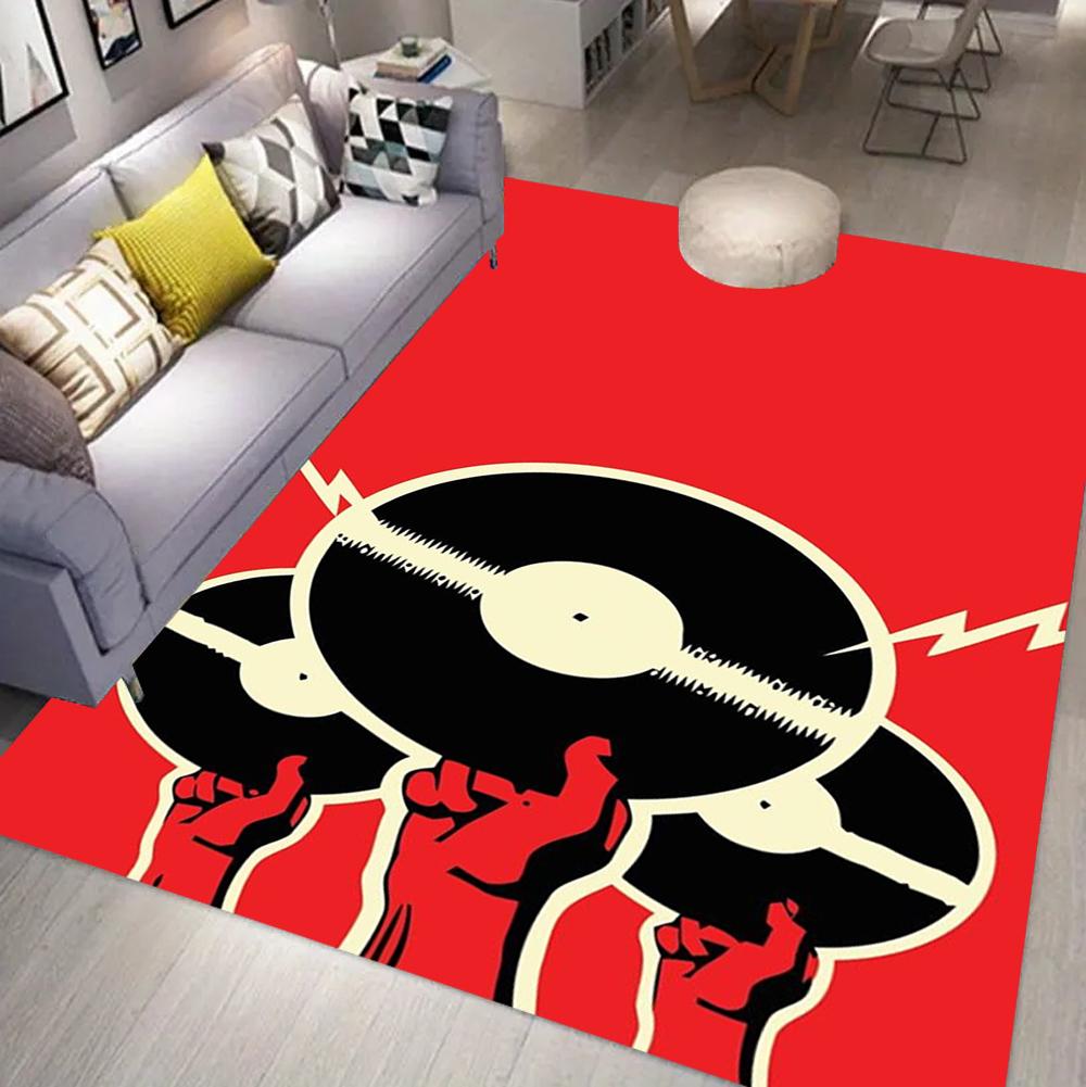 Tappeto con motivo a disco in vinile circolare Decorazione musicale retrò Tappetino morbido antiscivolo per soggiorno camera da letto Decorazione per la casa