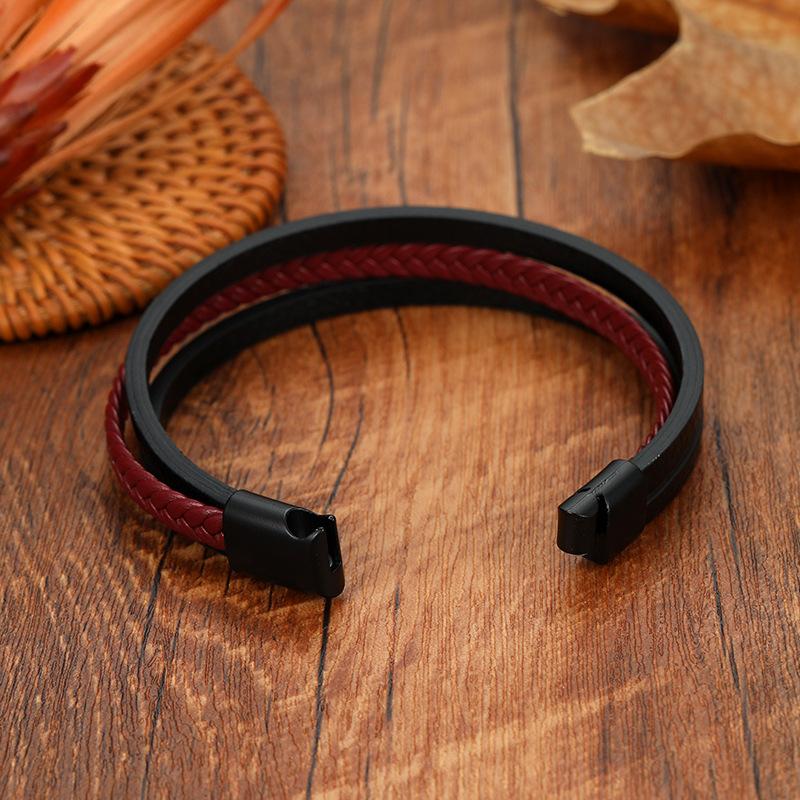 Minimalist Braided Leather Bracelet For Men Vintage Trendy Wristband Accessory Durable Stylish