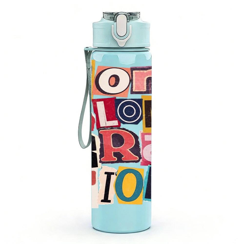 1PC Communication Colorful 750ml sports water bottle leakproof straw lid outdoor office home