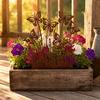 Rusty Flowers Garden Stake, Distressed Metal Flower Yard Art Stake, Retro 2D Flowers Decoration for Yard Lawn Flower Bed