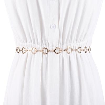 Metal Hook Adjustment Waist Chain Women'S Dress Decorative Hollow Flower Thin Belt With Skirt Waist