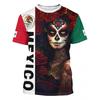 Mens Mexico Flag 3D Printed Short Sleeve T-Shirt Loose Fit Breathable Sport Tee Football Fans