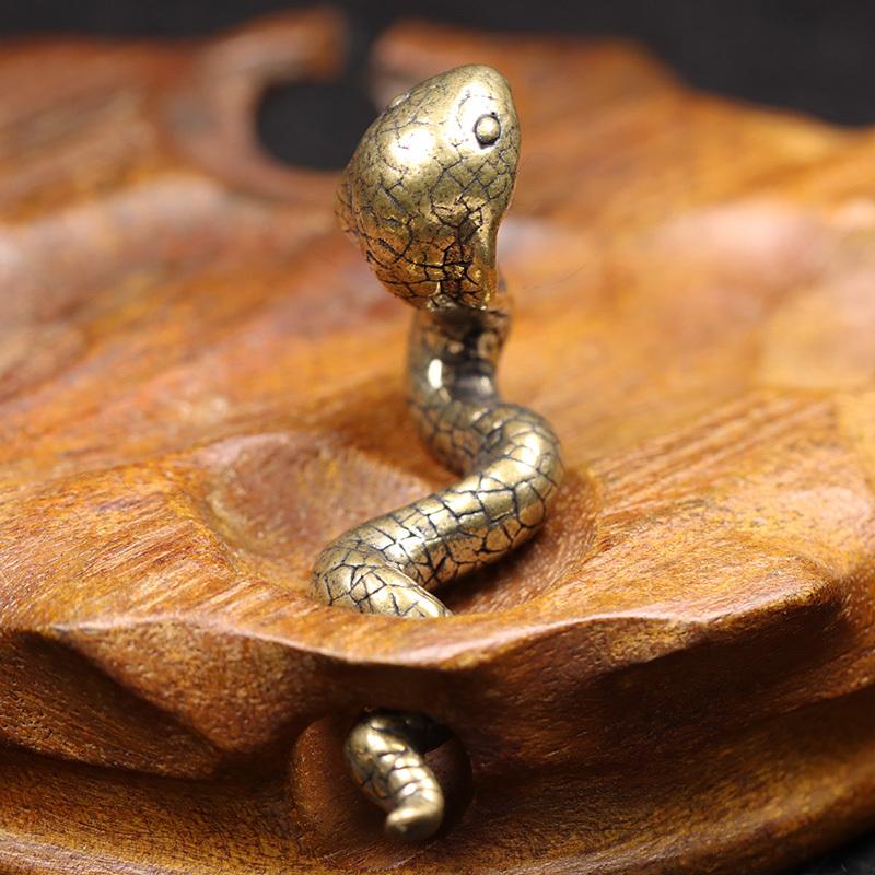 Brass Zodiac Snake Figurines Miniatures Desktop Ornament Tea Pets Home Decoration Crafts Accessories Vintage Animal Small Statue