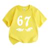 Kinder Unisex 100% Baumwolle Rundhals Kurzarm T-Shirt, Lustiger 6 7 Handgesten Zahlen Aufdruck Lässiges Weiches T-Shirt für Jungen Mädchen Tägliche Kleidung Sommer Oberteile