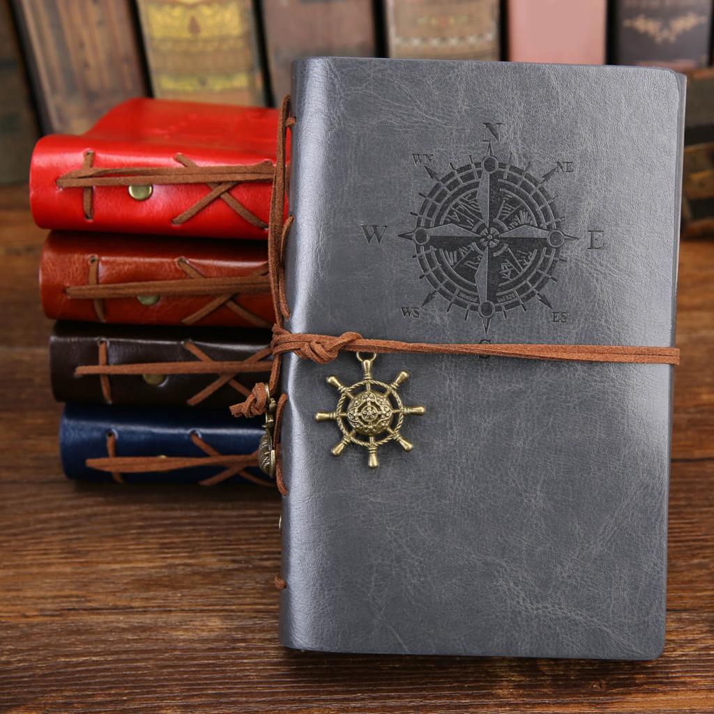 Vintage Notebook PU Leather Journal Travel Journal Diary with 150 Blank Page and Pendant Refillable Loose Leaf Notebook