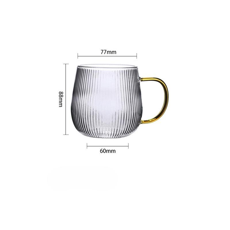 Japanese Single-layer Vertical Stripes with Handle Glass Water Cup Transparent Cold Resistant Milk Cup  Tea Tea Cups