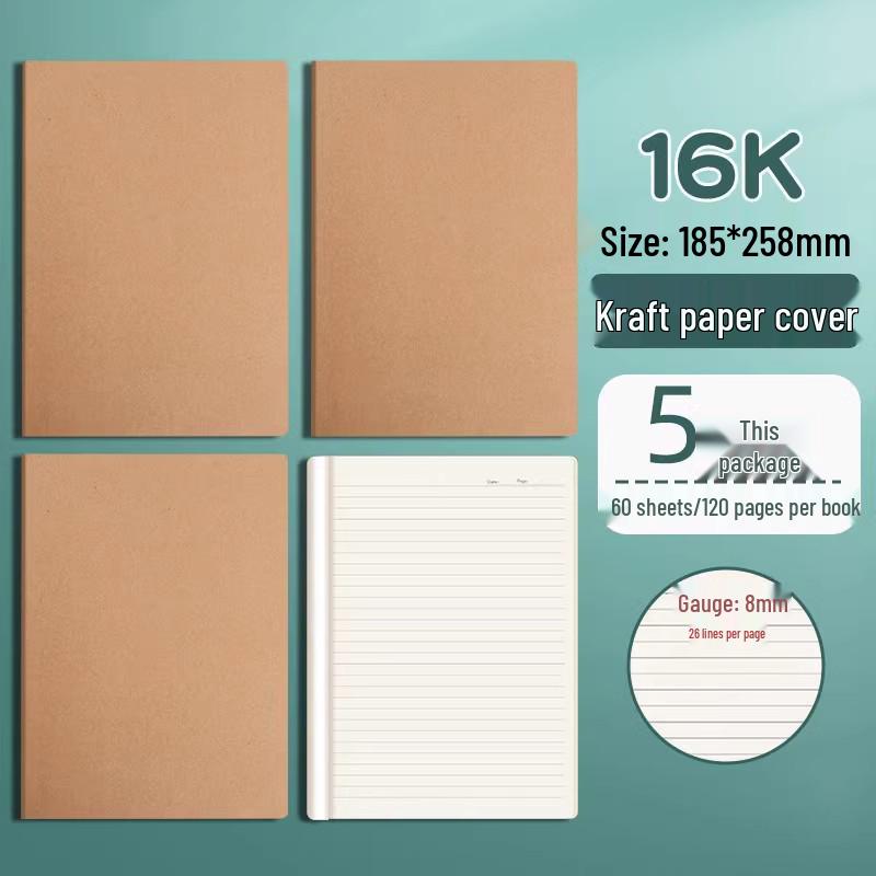 A4 Kraft Paper Notebook for Students - Ideal for College, Exam Prep, and Journaling